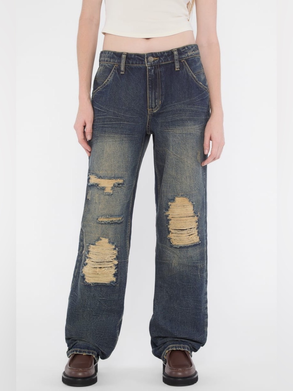 New GUESS Originals Distressed Carpenter Jeans Sz 27